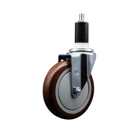 Service Caster 5'' Maroon Poly Wheel Swivel 1-3/8'' Expanding Stem Caster SCC-EX20S514-PPUB-MRN-138